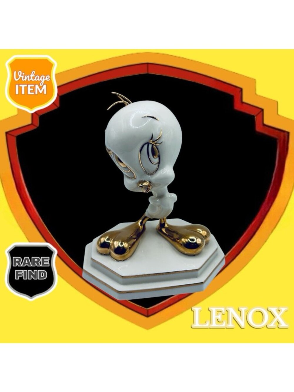 Vintage Lenox Warner Bros Looney Tunes Tweety Bird Sculpture 24k Gold Trim 2000.